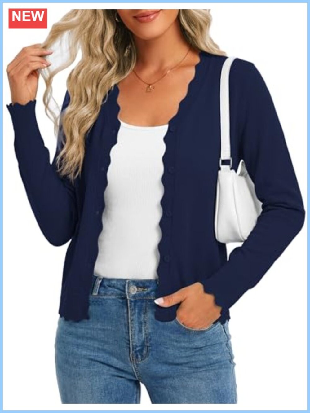 Women's V-Neck Button Down Knit Cardigan Sweater Long Sleeve Ribbed Trim